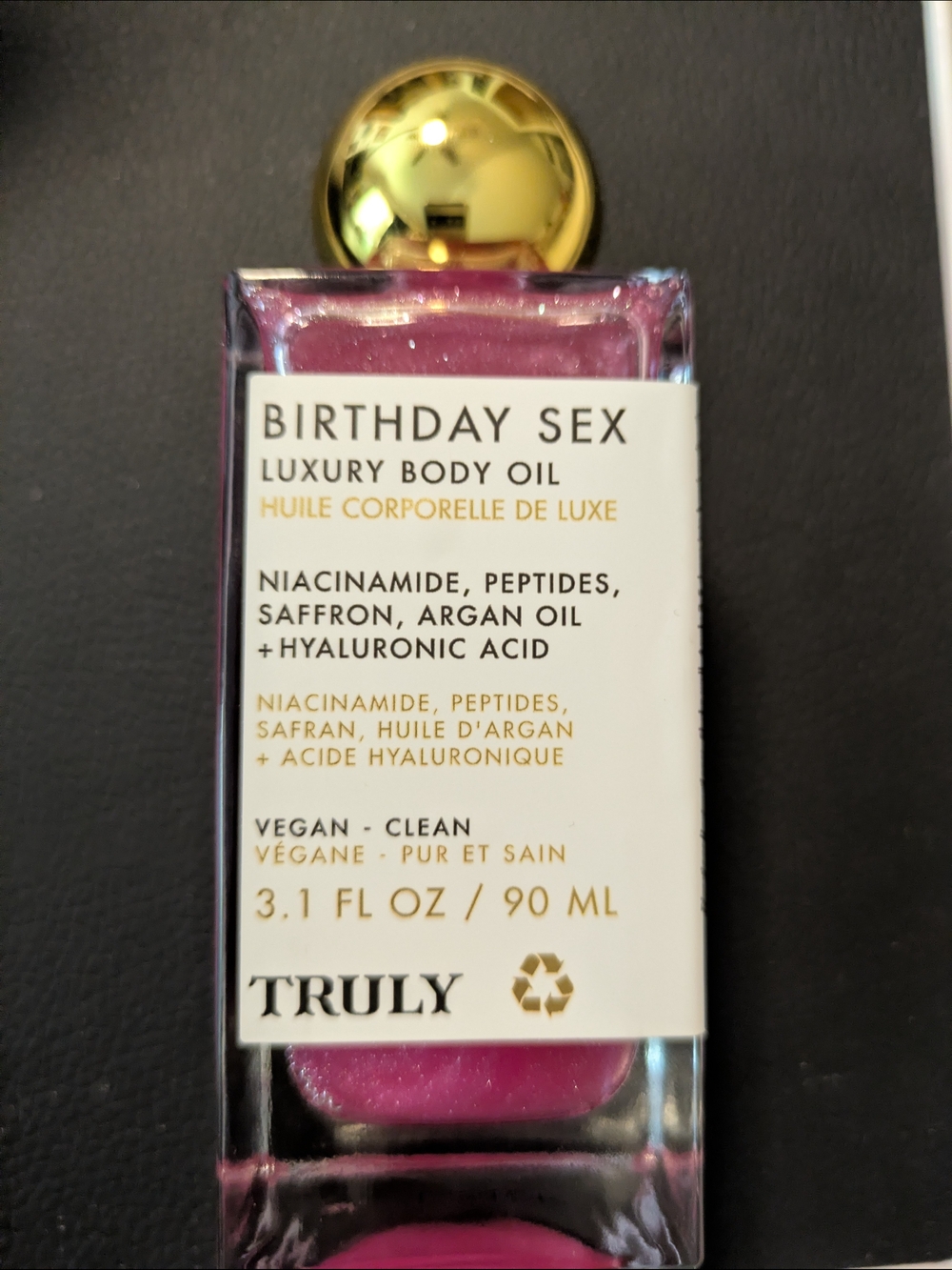 TRULY Birthday Luxury Body Oil - Shimmery Pink with Gold Cap